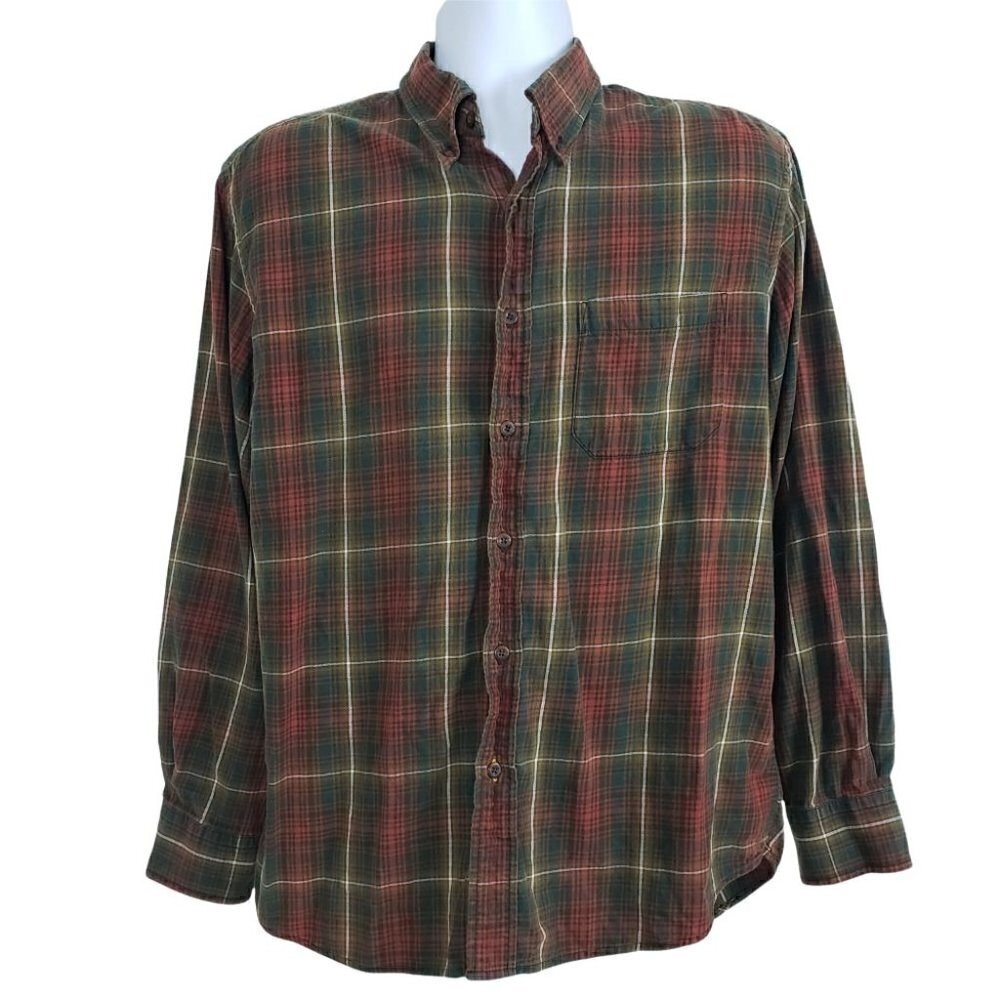 Pendleton Canterbury Cloth Shirt Plaid Pima Cotton Merino Wool Mens Large